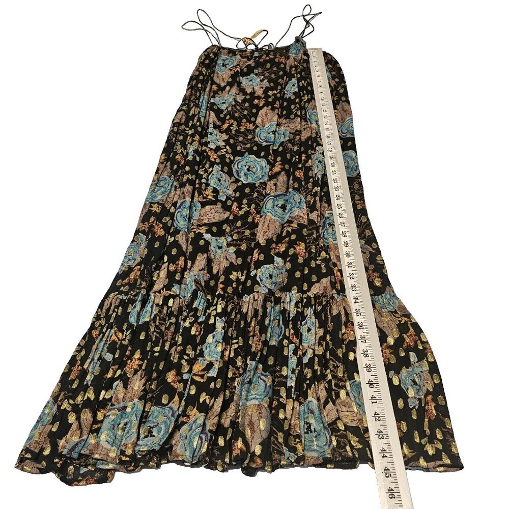 Natural Life The Alice Metallic Tiered Floral Maxi Sun Dress Women Size XL Black - Picture 9 of 15